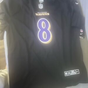 NFL Baltimore Ravens Black and Purple Jersey Men's 2XL Jackson